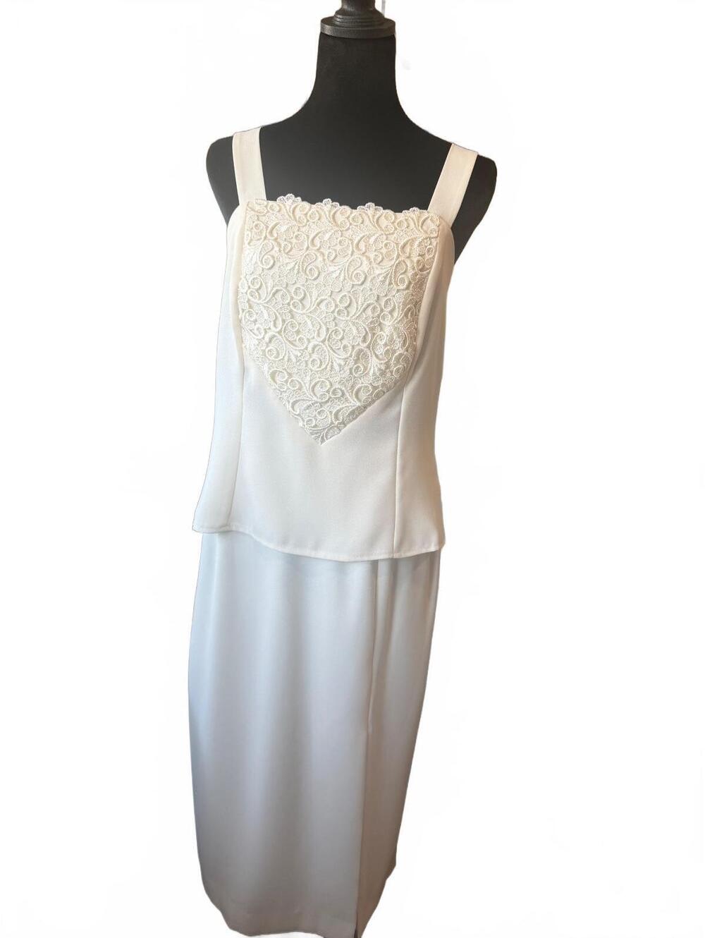 Vintage Karen Miller New York 3-Pc Lace Set Off White Skirt Blazer & Top Size 8 - Picture 7 of 14
